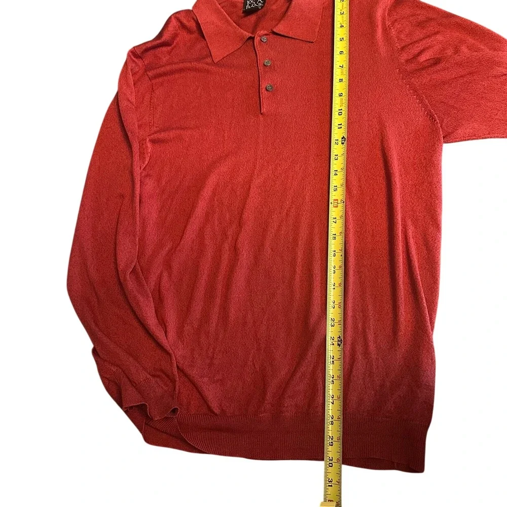Mens Jos A Bank Signature Collection‎ Rust Sienna Silk Collared Sweater XL